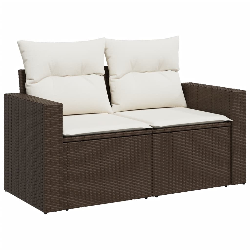 Set Divani da Giardino 8 pz con Cuscini Marrone in Polyrattan - homemem39