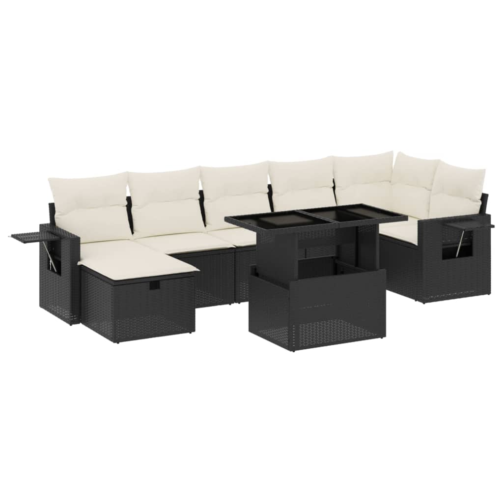 Set Divani da Giardino con Cuscini 8 pz Nero in Polyrattan - homemem39