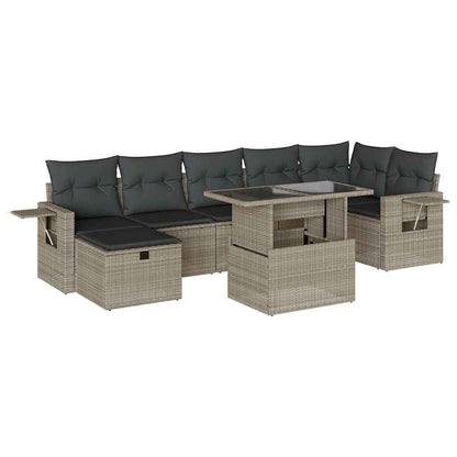 Set Divano da Giardino 8pz con Cuscini Grigio Chiaro Polyrattan - homemem39