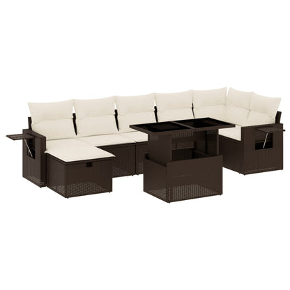 Set Divani da Giardino 8 pz con Cuscini Marrone in Polyrattan - homemem39