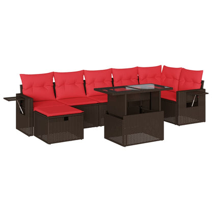 Set Divani da Giardino 8 pz con Cuscini Marrone in Polyrattan | homemem39