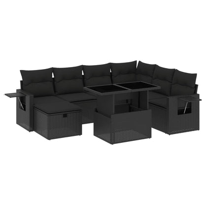 Set Divani da Giardino con Cuscini 8 pz Nero in Polyrattan | homemem39