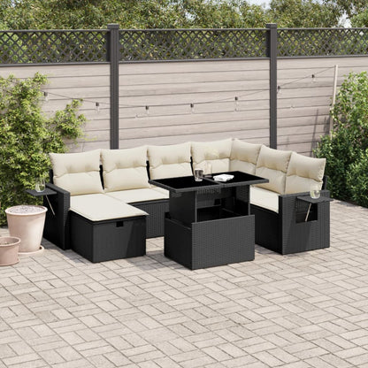 Set Divani da Giardino con Cuscini 8 pz Nero in Polyrattan - homemem39