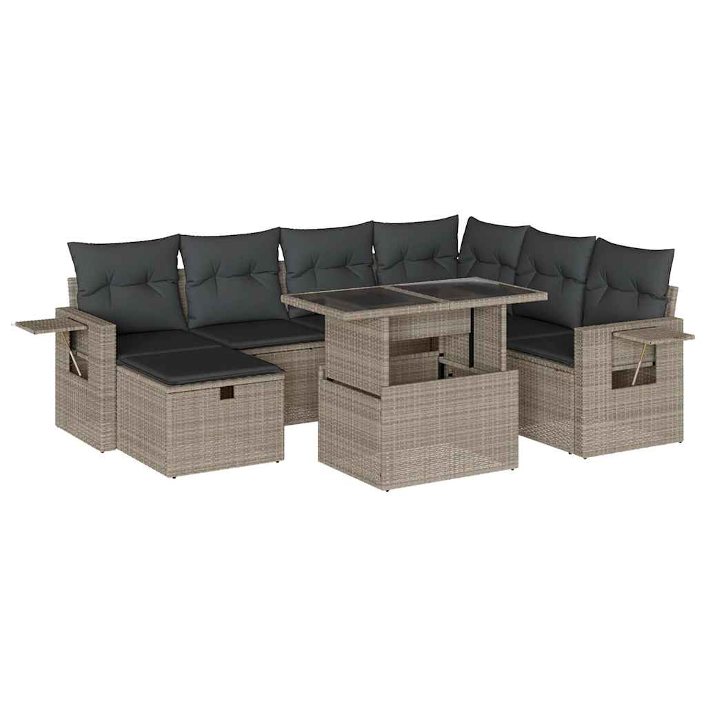 Set Divano da Giardino 8pz con Cuscini Grigio Chiaro Polyrattan - homemem39