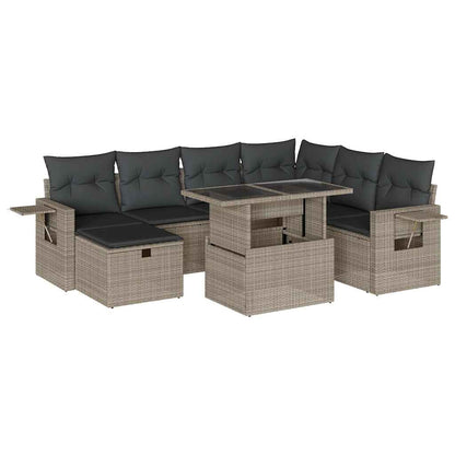 Set Divano da Giardino 8pz con Cuscini Grigio Chiaro Polyrattan - homemem39