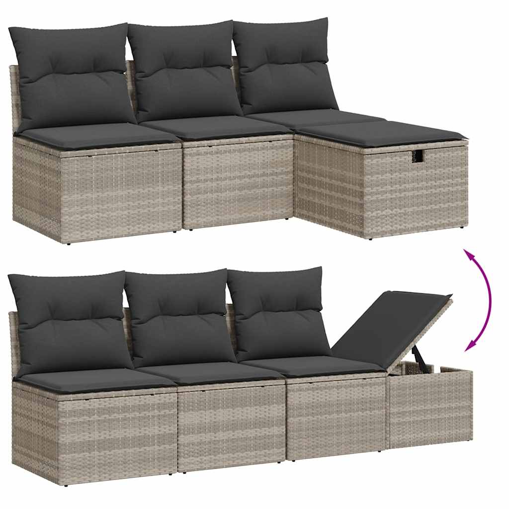 Set Divano da Giardino 8pz con Cuscini Grigio Chiaro Polyrattan | homemem39