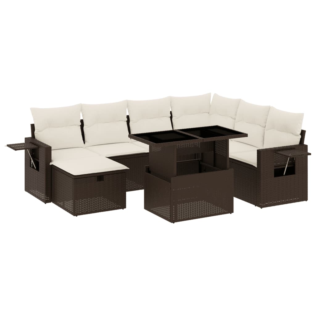 Set Divani da Giardino 8 pz con Cuscini Marrone in Polyrattan - homemem39