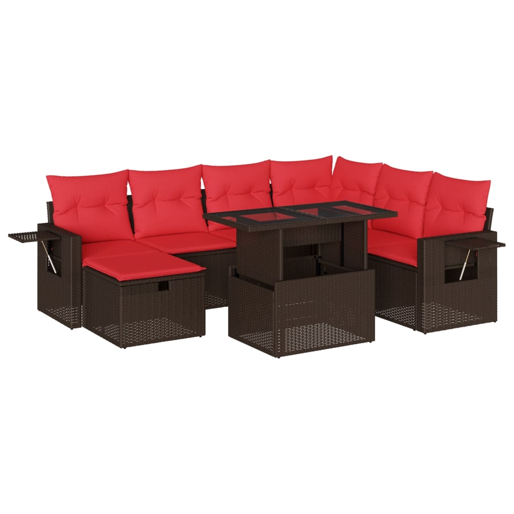 Set Divani da Giardino 8 pz con Cuscini Marrone in Polyrattan | homemem39
