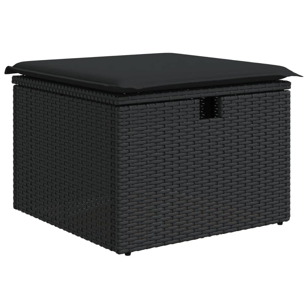 Set Divani da Giardino 9 pz con Cuscini Nero in Polyrattan | homemem39