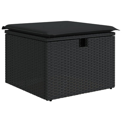Set Divani da Giardino 9 pz con Cuscini Nero in Polyrattan | homemem39