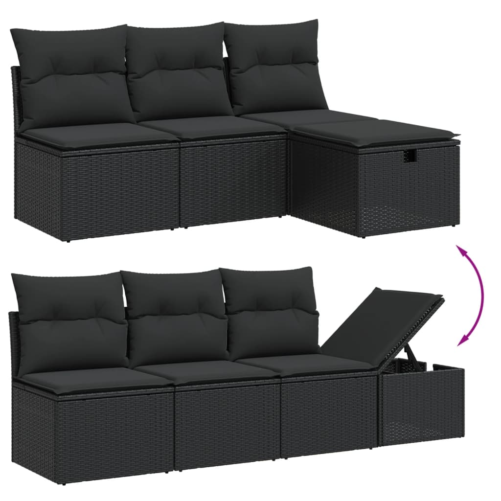 Set Divani da Giardino 9 pz con Cuscini Nero in Polyrattan | homemem39