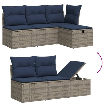 Set Divani da Giardino 6 pz con Cuscini Grigio in Polyrattan | homemem39