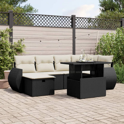 Set Divani da Giardino con Cuscini 7pz Nero Polyrattan | homemem39