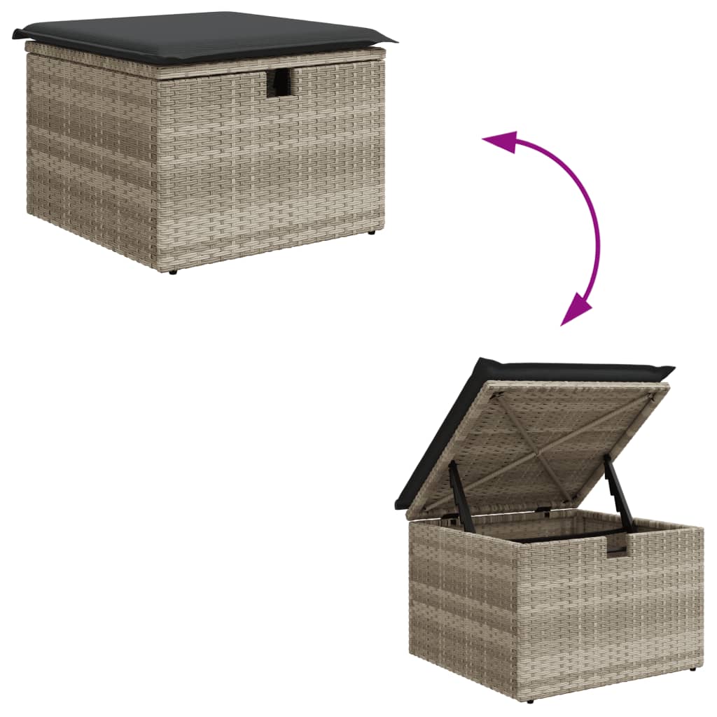 Set Divani da Giardino 7pz con Cuscini Grigio Chiaro Polyrattan | homemem39