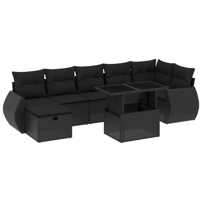 Set Divani da Giardino con Cuscini 8 pz Nero in Polyrattan | homemem39