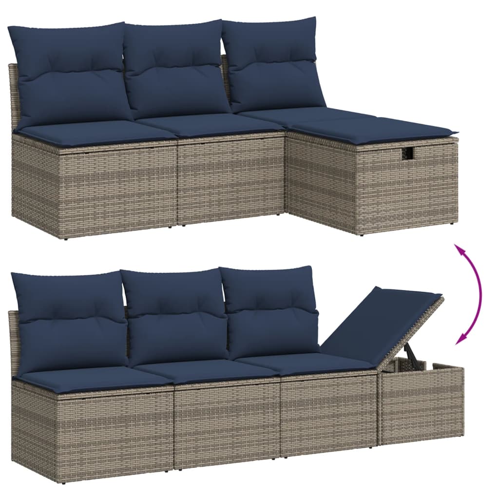 Set Divani da Giardino 8 pz con Cuscini Grigio in Polyrattan