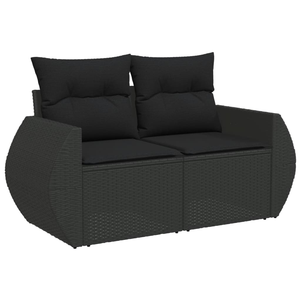 Set Divani da Giardino con Cuscini 8 pz Nero in Polyrattan | homemem39