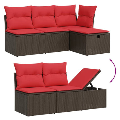 Set Divani da Giardino 9 pz con Cuscini Marrone in Polyrattan