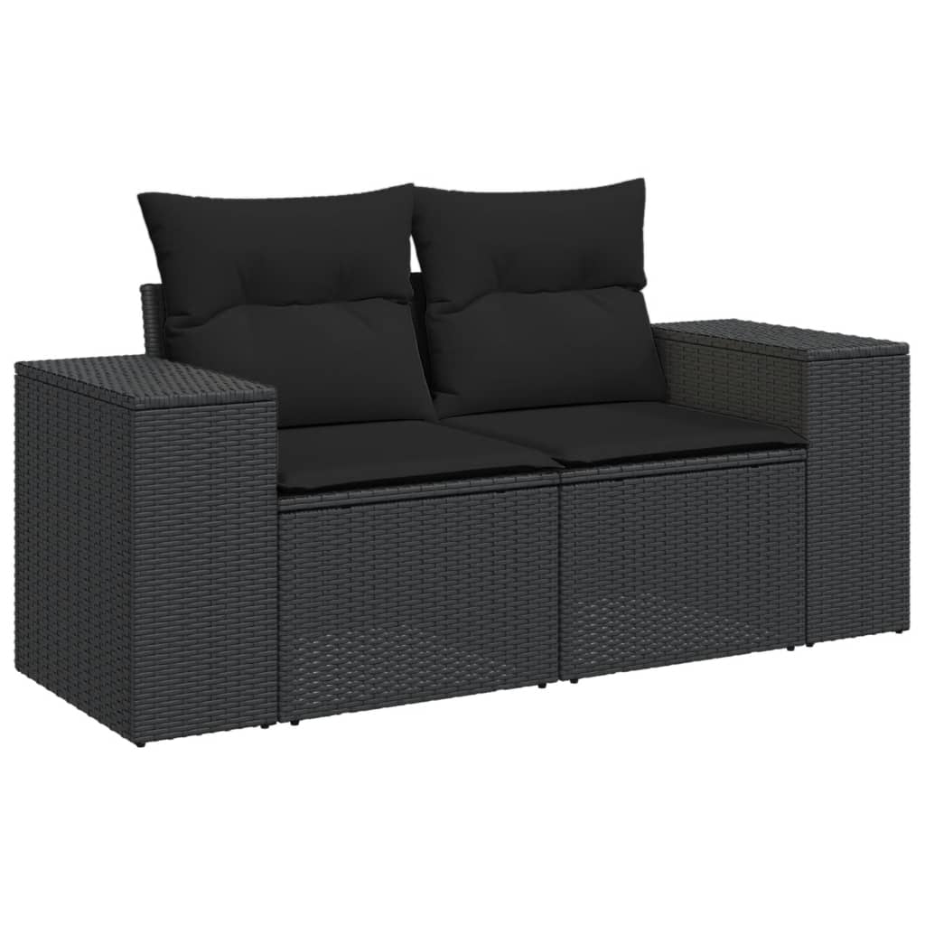 Set Divani da Giardino con Cuscini 8 pz Nero in Polyrattan | homemem39