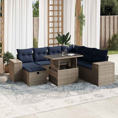 Set Divani da Giardino 8 pz con Cuscini Grigio in Polyrattan | homemem39