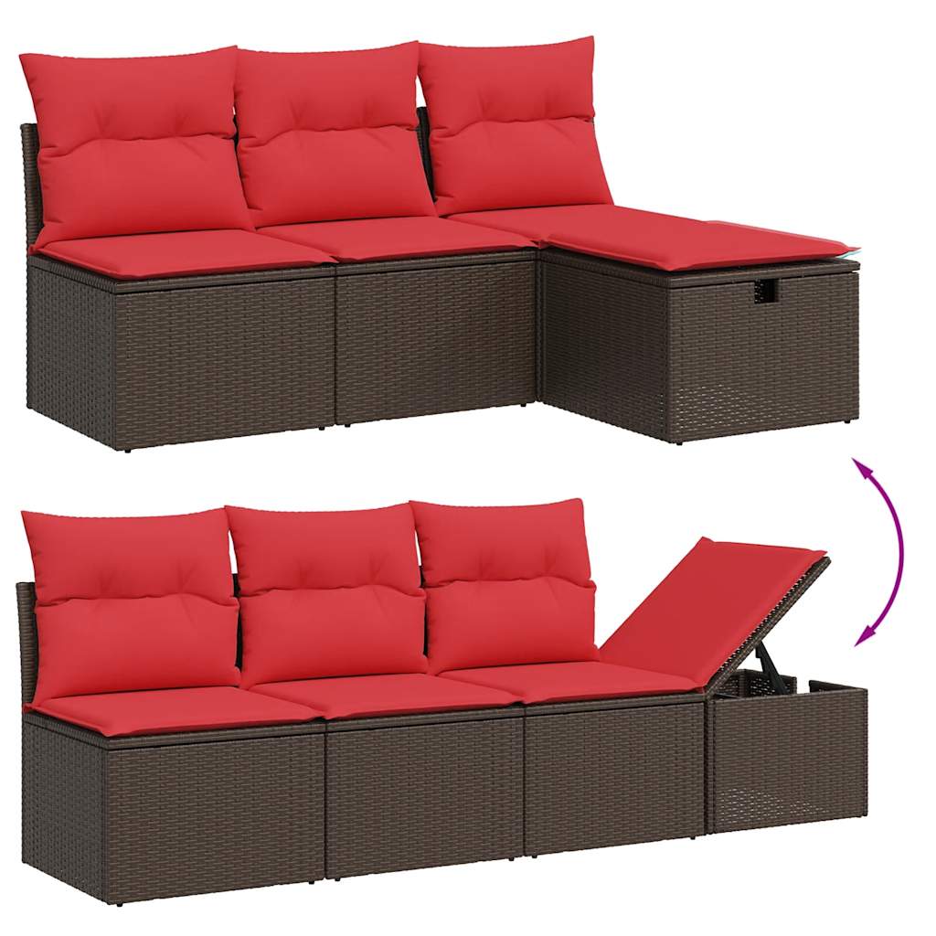 Set Divani da Giardino 8 pz con Cuscini Marrone in Polyrattan