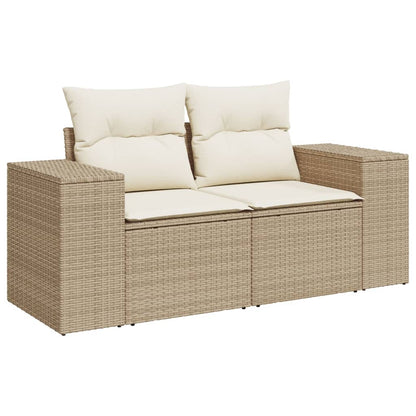 Set Divano da Giardino 9 pz con Cuscini Beige in Polyrattan | homemem39