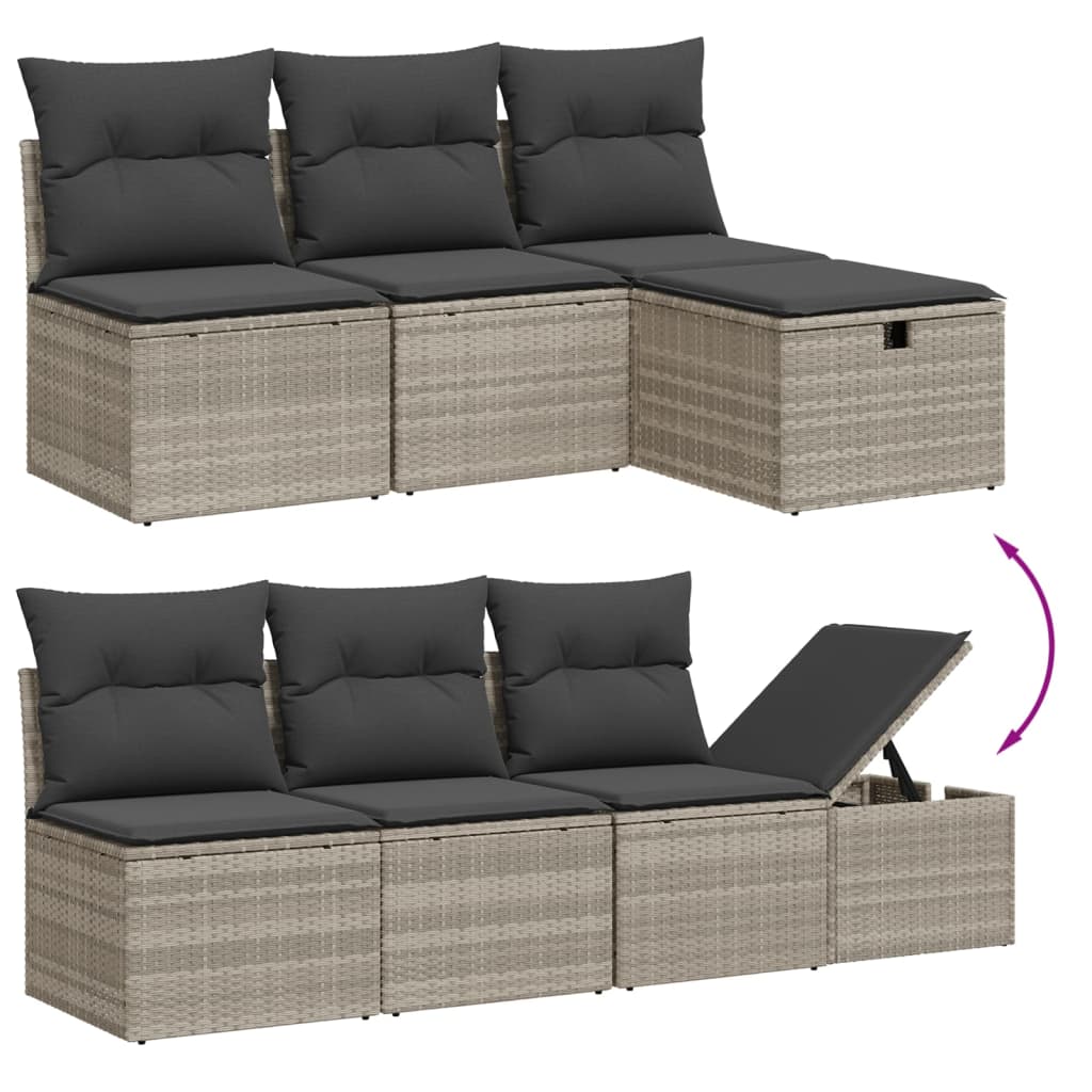 Set Divano da Giardino 9pz con Cuscini Grigio Chiaro Polyrattan - homemem39