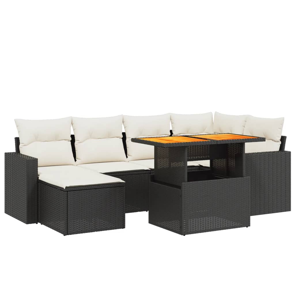 Set Divani da Giardino con Cuscini 7pz Nero Polyrattan - homemem39