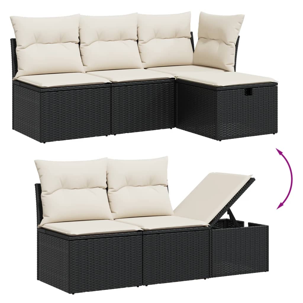 Set Divani da Giardino con Cuscini 7pz Nero Polyrattan - homemem39