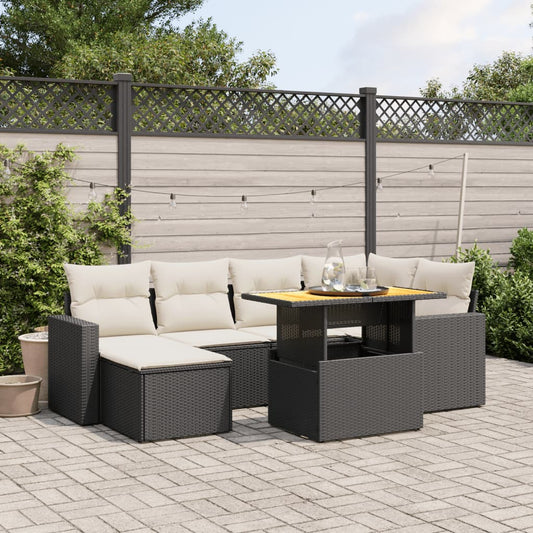 Set Divani da Giardino con Cuscini 7pz Nero Polyrattan - homemem39