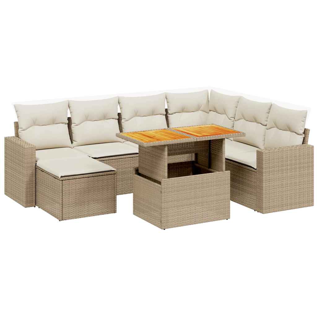 Set Divano da Giardino 8 pz con Cuscini Beige in Polyrattan - homemem39