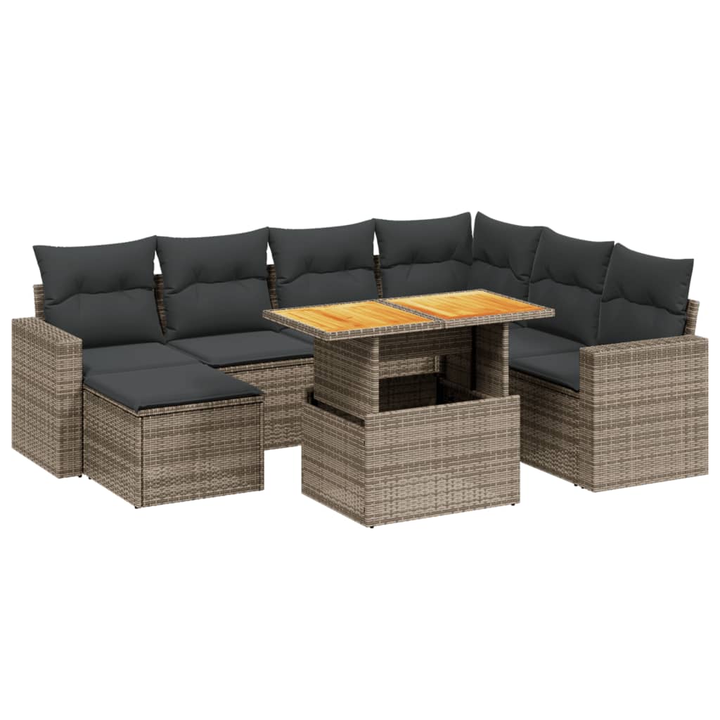 Set Divano da Giardino 8 pz con Cuscini Grigio in Polyrattan | homemem39