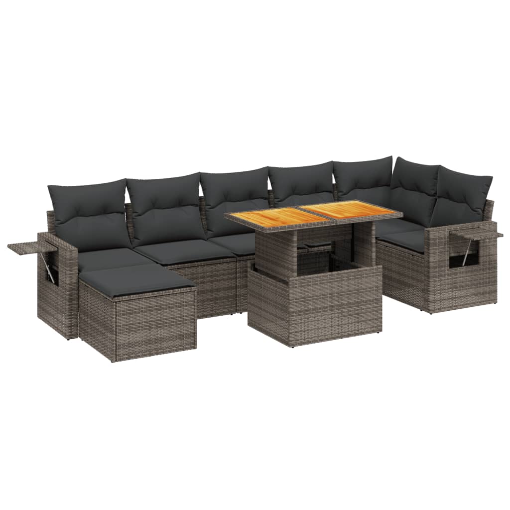 Set Divano da Giardino 8 pz con Cuscini Grigio in Polyrattan | homemem39