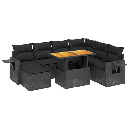 Set Divani da Giardino con Cuscini 8 pz Nero in Polyrattan | homemem39