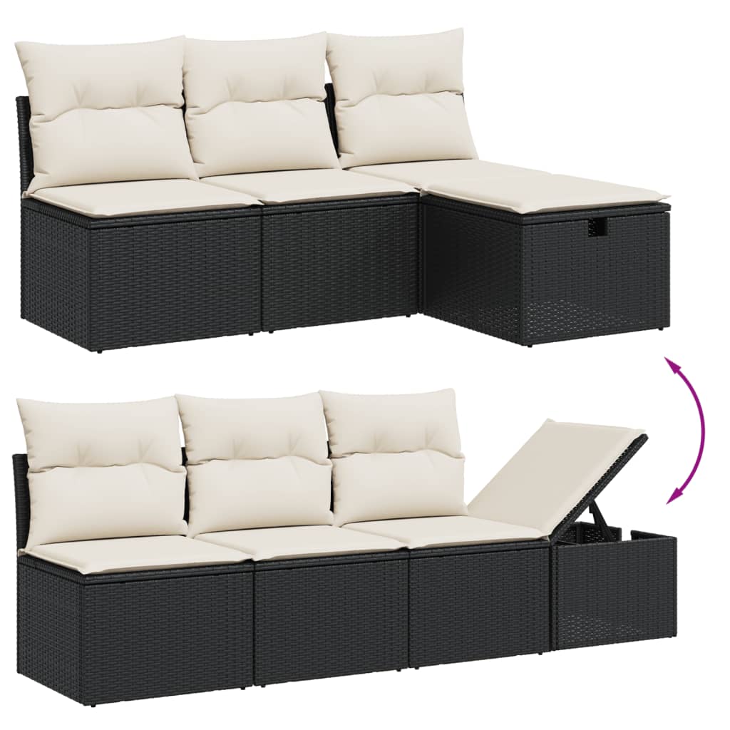 Set Divani da Giardino con Cuscini 8 pz Nero in Polyrattan - homemem39