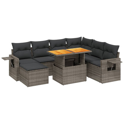 Set Divano da Giardino 8 pz con Cuscini Grigio in Polyrattan | homemem39