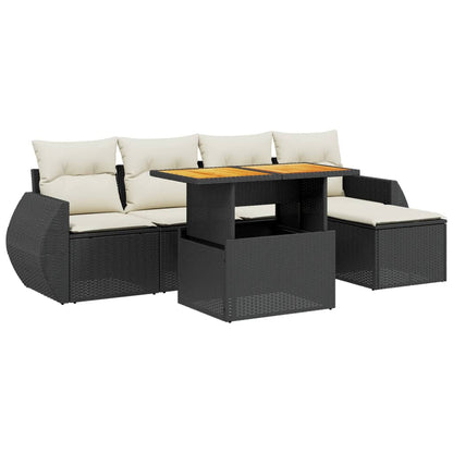 Set Divano da Giardino 6 pz con Cuscini Nero in Polyrattan - homemem39