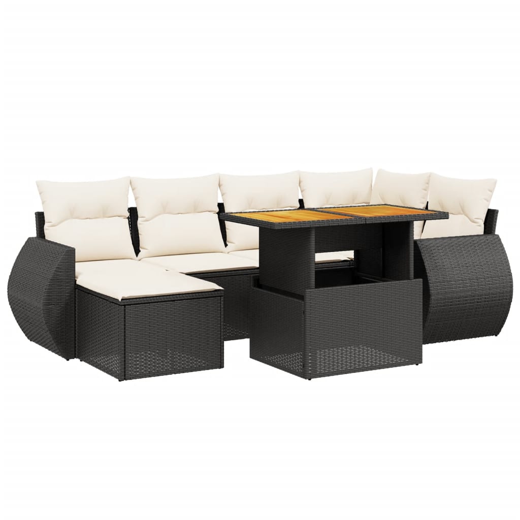 Set Divani da Giardino con Cuscini 7pz Nero Polyrattan - homemem39