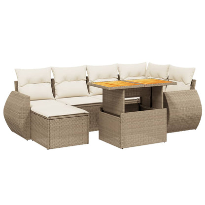 Set Divani da Giardino 7 pz con Cuscini Beige in Polyrattan - homemem39