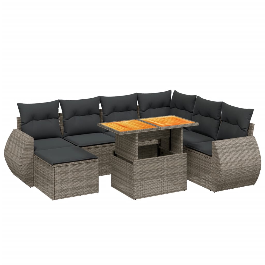 Set Divano da Giardino 8 pz con Cuscini Grigio in Polyrattan | homemem39