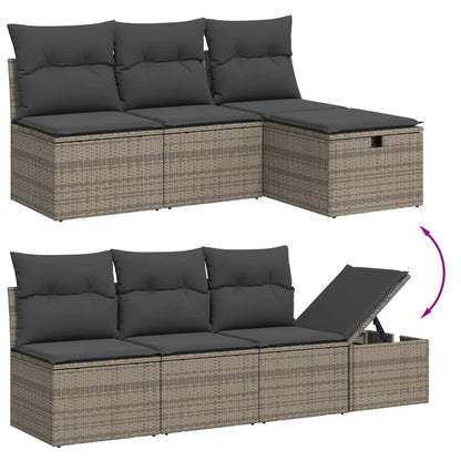 Set Divano da Giardino 8 pz con Cuscini Grigio in Polyrattan | homemem39
