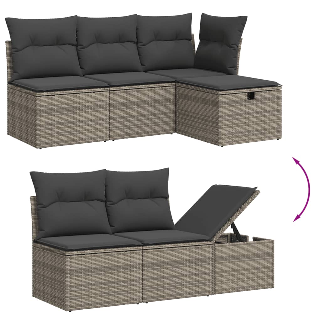 Set Divano da Giardino 6 pz con Cuscini Grigio in Polyrattan | homemem39