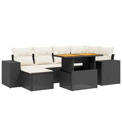 Set Divani da Giardino con Cuscini 7pz Nero Polyrattan - homemem39