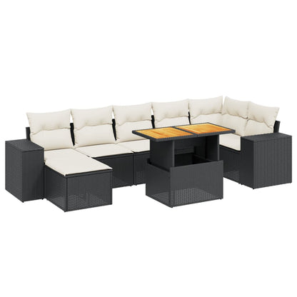 Set Divani da Giardino con Cuscini 8 pz Nero in Polyrattan - homemem39