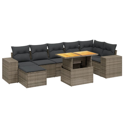 Set Divano da Giardino 8 pz con Cuscini Grigio in Polyrattan | homemem39