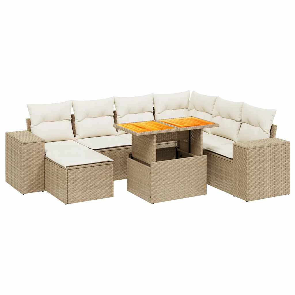 Set Divano da Giardino 8 pz con Cuscini Beige in Polyrattan - homemem39