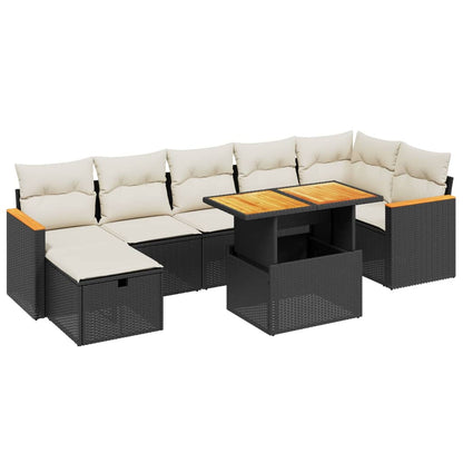 Set Divani da Giardino con Cuscini 8 pz Nero in Polyrattan - homemem39