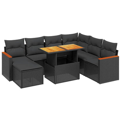 Set Divani da Giardino con Cuscini 8 pz Nero in Polyrattan | homemem39