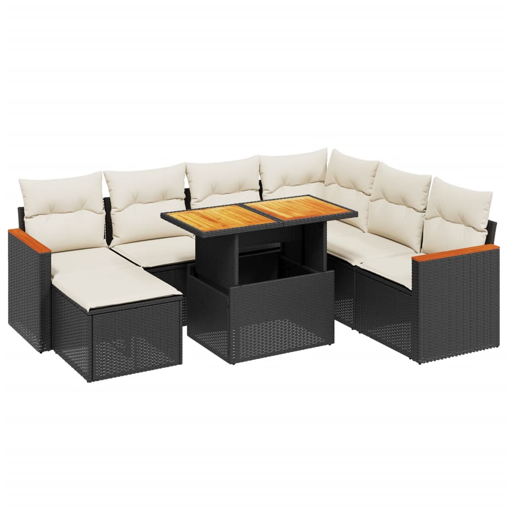 Set Divani da Giardino con Cuscini 8 pz Nero in Polyrattan - homemem39