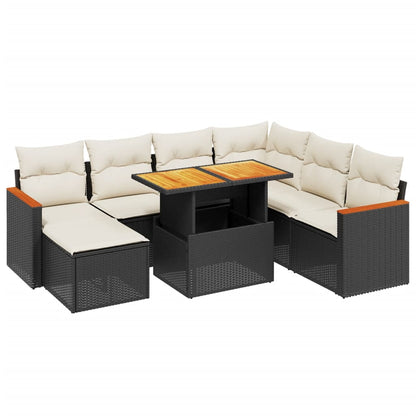 Set Divani da Giardino con Cuscini 8 pz Nero in Polyrattan - homemem39